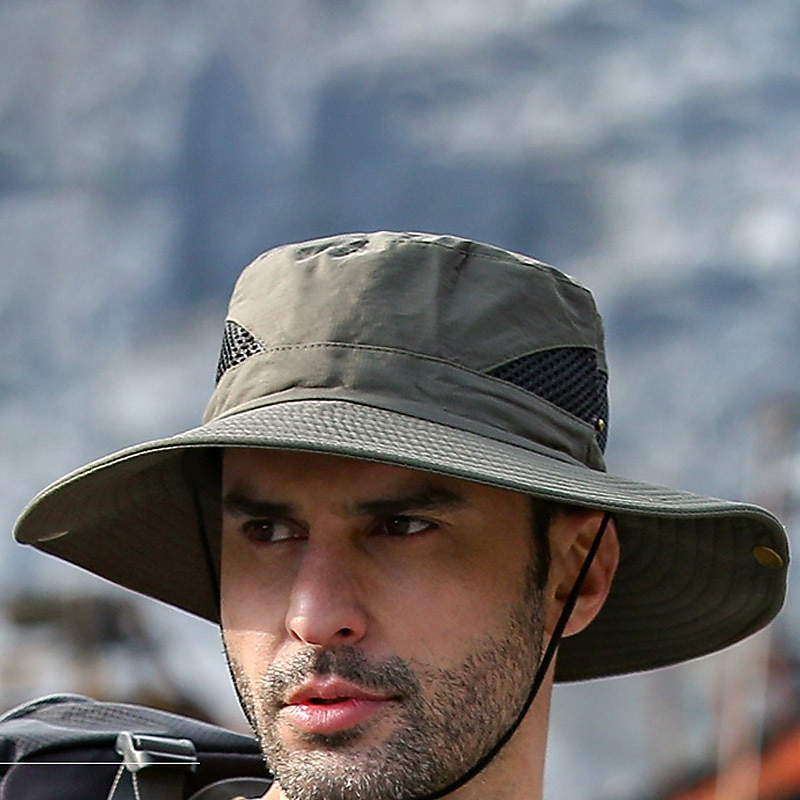 Men's Bucket Hat Sun Hat Fishing Hat Boonie hat Hiking Hat Black Navy Blue Polyester Mesh Streetwear Stylish Casual Outdoor Daily Going out Plain UV Sun Protection Sunscreen Quick Dry Lightweight3