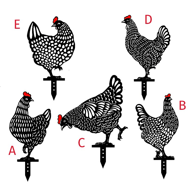 Rooster Animal Stakes, Chicken Family Garden Silhouette Yard Art, Hollow Out Animal Shape Decor for Outdoor-for Lawns Backyard2