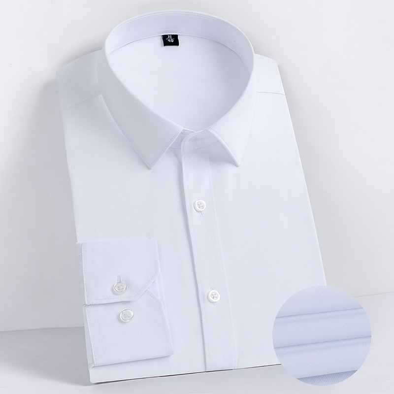 Men's Shirt Dress Shirt Casual Shirt Button Up Shirt Plain Wedding Office / Career Black White Pink Dark Navy Long Sleeve Turndown Spring & Summer Clothing Apparel2