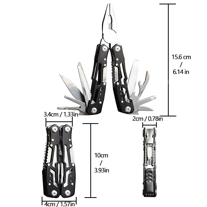 1 Pair Of Stainless Steel Folding Pliers With Screwdriver, Saw, Knife, Bottle Opener For Camping, Tactical, Household Tools4