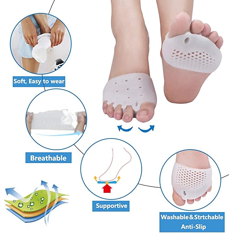 Metatarsal Pads, Gel Toe Separators, Bunion Corrector Cushion, Toe Spacers, Ball of Foot Cushions, Soft&Breathable, Idea for Mortons Neuroma, Blisters, Diabetic Feet, Hammer Toe, Rapid Pain Relief3