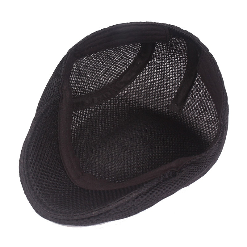 Men's Flat Cap Black White Cotton Mesh Streetwear Stylish 1920s Fashion Outdoor Daily Going out Plain Breathability4