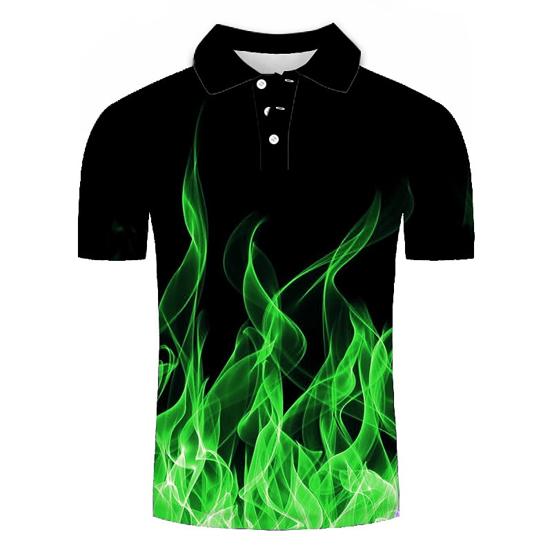 Men's Graphic Polo Shirts Golf Shirt Short Sleeve Polo Shirts Collared Shirts Casual Vacation Wear Rave Wear Party Outfits Buttons 3D Print Blue Purple Orange2