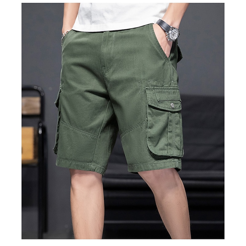 Men's Cargo Shorts Hiking Shorts Multi Pocket Straight Leg Knee Length Daily Wear Classic Black Blue3