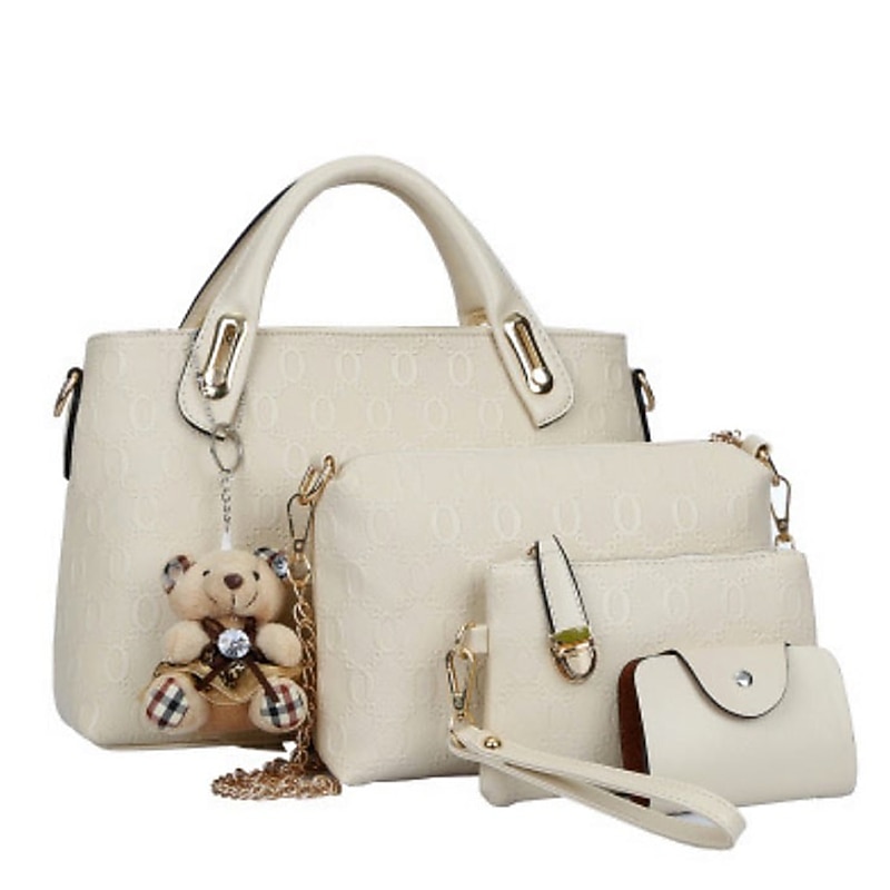 Women's Bag Set PU Leather 4 Pieces Purse Set Valentine's Day Casual Zipper Black Yellow Red3