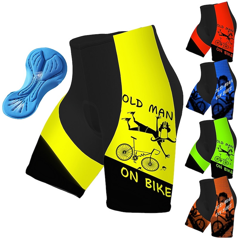 Men's Graphic Letter & Number Funny Cycling Road Shorts Cycling Shorts Bike Padded Shorts / Chamois Bottoms Race Fit Mountain Bike MTB Road Bike Cycling Sports 3D Pad Cycling Quick Dry Moisture