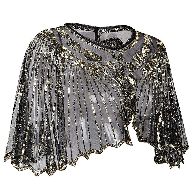 1920s Shawl Wraps Sequin Beaded Evening Cape Bridal Shawl Bolero Flapper Cover Up The Great Gatsby Retro Vintage Roaring 20s3