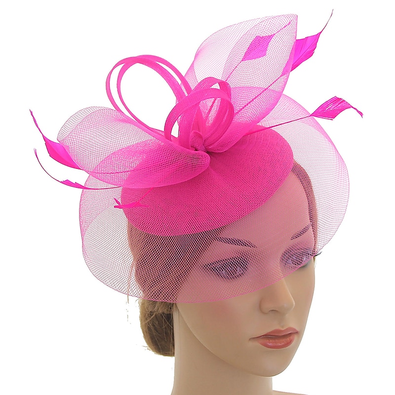 Fascinators Kentucky Derby Hat Headwear Organza Polyester / Polyamide Fedora Hat Floppy Hat Veil Hat Tea Party Horse Race Ladies Day Vintage Style Vintage Elegant With Feather Appliques3