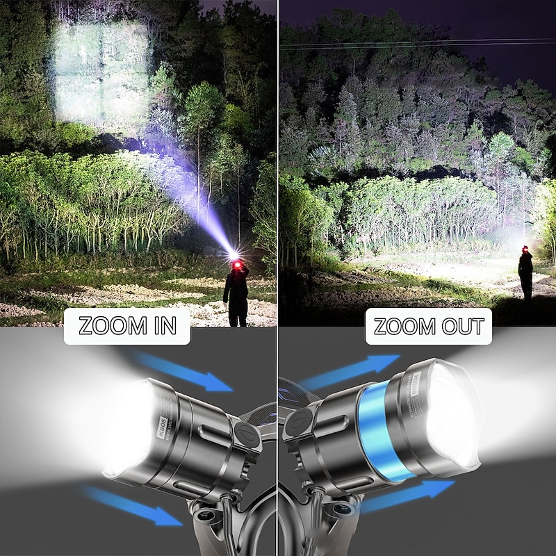 LED Headlamp Rechargeable Outdoor Super Bright With XHP90 Lamp Beads Waterproof Headlight Power Display Suitable For Exploration Hunting Fishing3