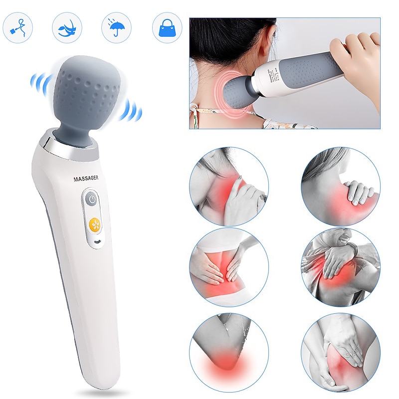 USB Handheld Electric Wand Massager High Frequency Vibration Body Neck Back Muscle Relax Vibrating Deep Tissue Massage Machine