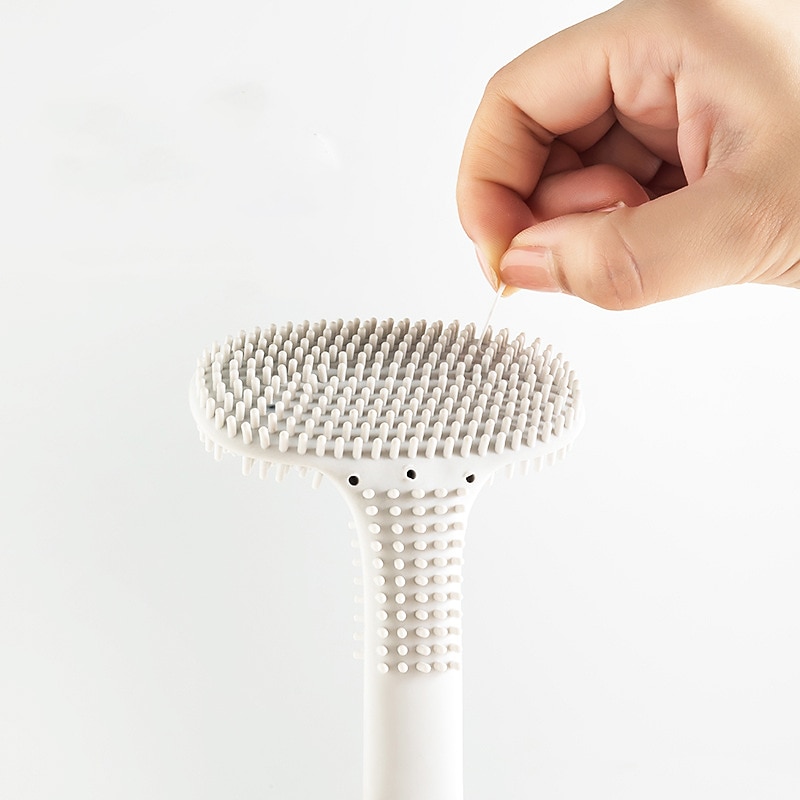 1pc Silicone Toilet Brush Golf Brush Head With No Dead Corner On Both Sides Soft Hair Cleaning Toilet Brush Toilet Curved Toilet Brush3