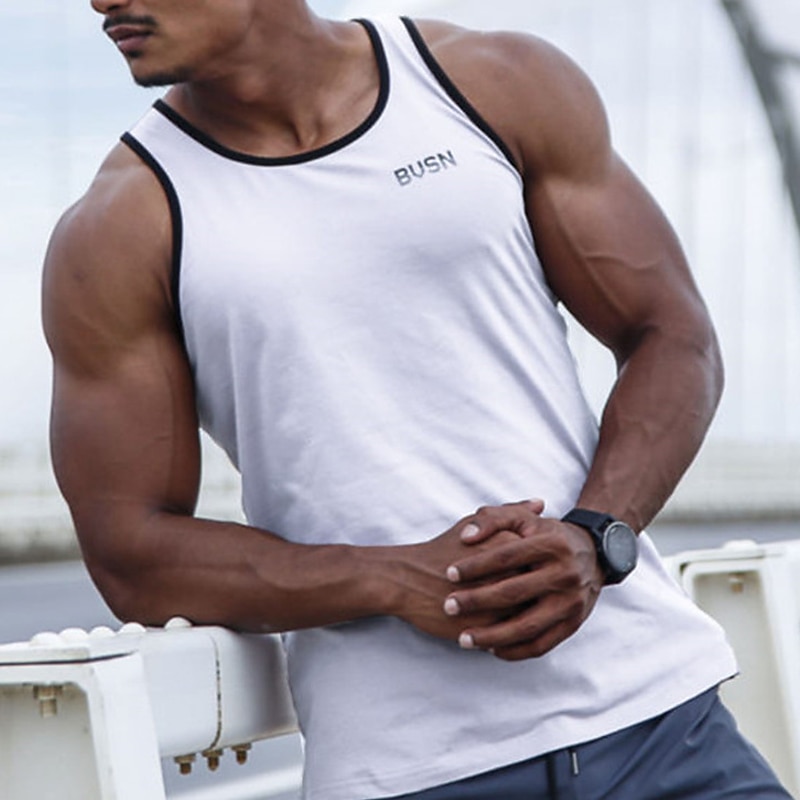 Men's Tank Top Vest Top Undershirt Graphic Tee Sleeveless Crew Neck Summer Graphic Letter Fashion Streetwear Muscle Print Sports & Outdoor Athleisure Gym Black White Green Top Tee for Men