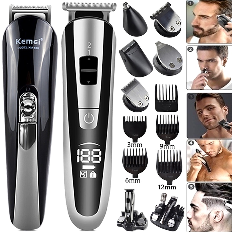 Kemei Hair Trimmer Electric Clipper Beauty Kit Multifunction Men's Shaver Beard Trimmer Cordless Cutting Machine LCD Display 5