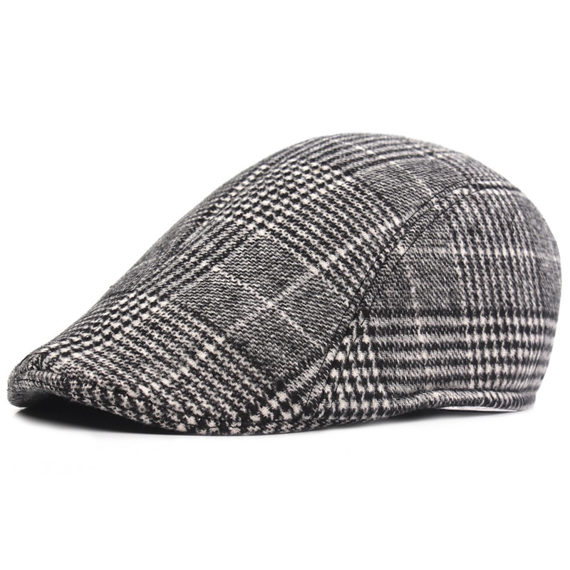 Men's Flat Cap Tweed Cap Light Grey Dark Gray Cotton Streetwear Stylish 1920s Fashion Outdoor Daily Going out Lattice Warm4