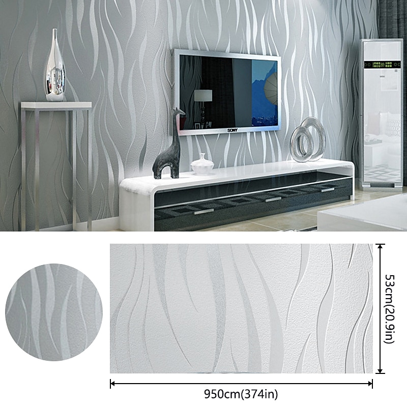 Cool Wallpapers Wall Mural Solid Color White Grey Gold Wallpaper Removable Background Wallpaper Non Woven for Home Decoration Waterproof Material Home Decor 53*950cm2