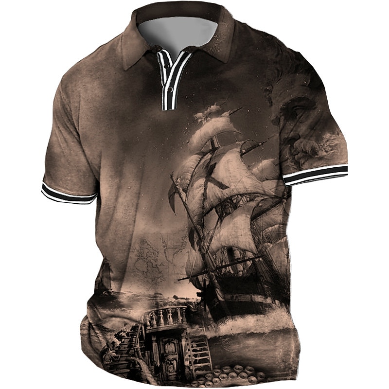 Men's Plus Size Polo Shirt Big and Tall Graphic Prints Turndown Print Short Sleeve Spring & Summer Sports Fashion Streetwear Designer Outdoor Street Tops3