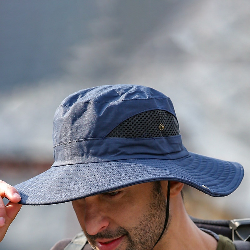Men's Bucket Hat Sun Hat Fishing Hat Boonie hat Hiking Hat Black Navy Blue Polyester Mesh Streetwear Stylish Casual Outdoor Daily Going out Plain UV Sun Protection Sunscreen Quick Dry Lightweight2
