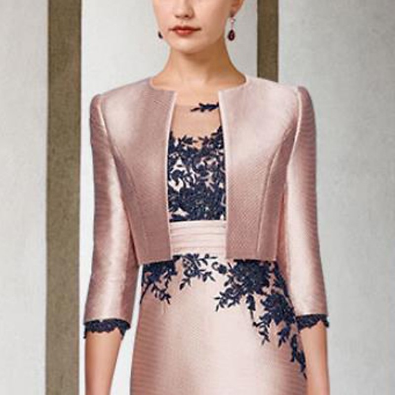 Shawl & Wrap Wedding Guest Women's Wrap Bolero Pure Elegant 3/4 Length Sleeve Satin Fall Wedding Wraps With Pure Color For Party All Seasons