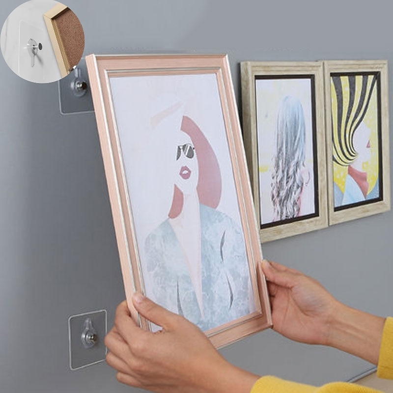 20pcs Acrylic Strong Adhesive Nails Wall Poster Seamless Wall Hook Waterproof Durable Transparent Kitchen Bathroom Screw Hook Hanger2