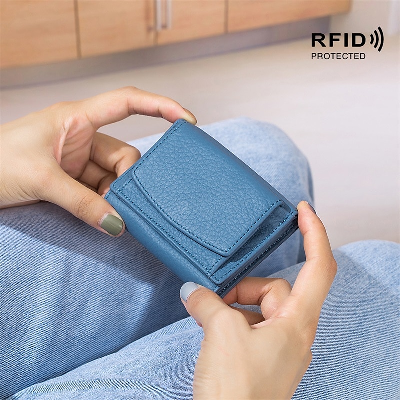 Genuine Leather Women Wallets and Purses Fashion Small Wallet with Mini Coin Pocket Rfid Blocking Purse4
