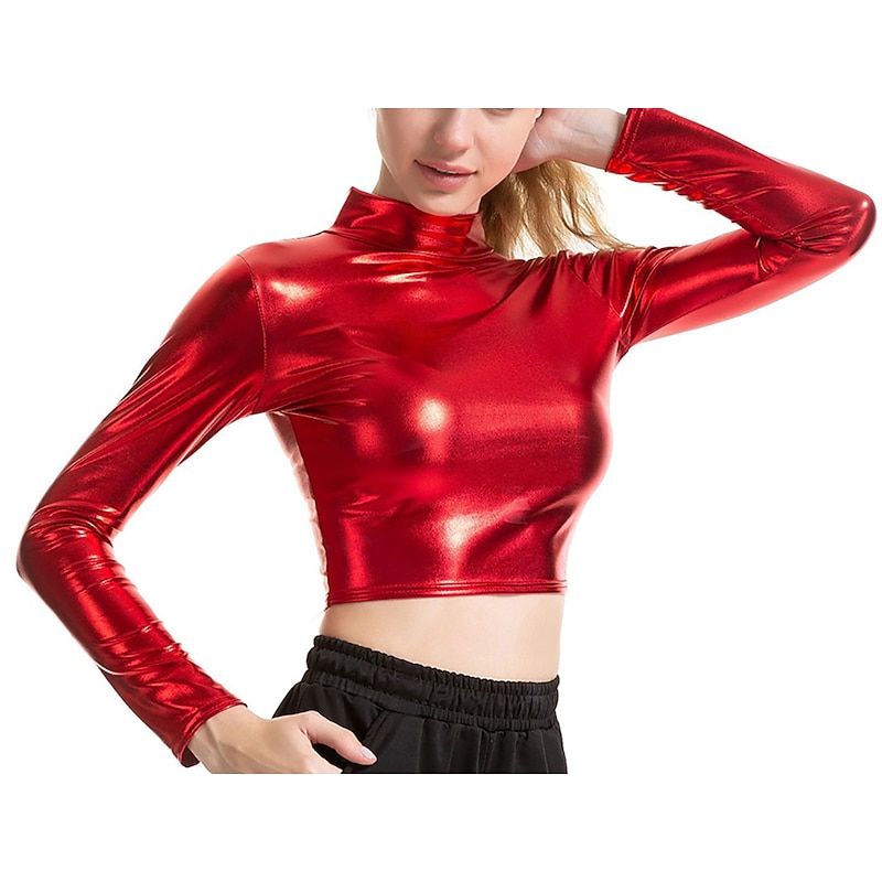 Disco Dance Costumes Exotic Dancewear Pole dance Top Pure Color Women's Performance Training Long Sleeve Polyester