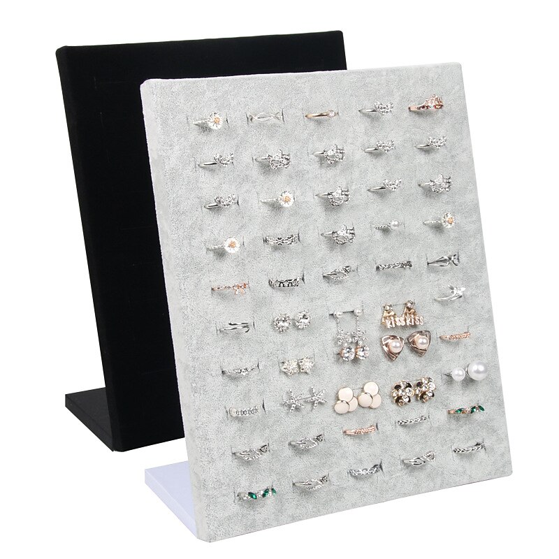 Velvet Display Case Jewelry Ring Displays Stand Board Holder Storage Box Plate Organizer3