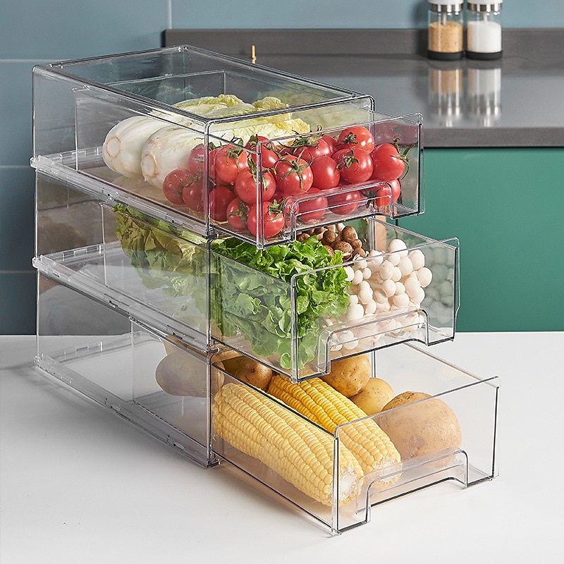 Refrigerator Drawer Storage Partition Board Storage Box Vegetable And Fruit Household Fresh-keeping Box Large Capacity Transparent Storage4