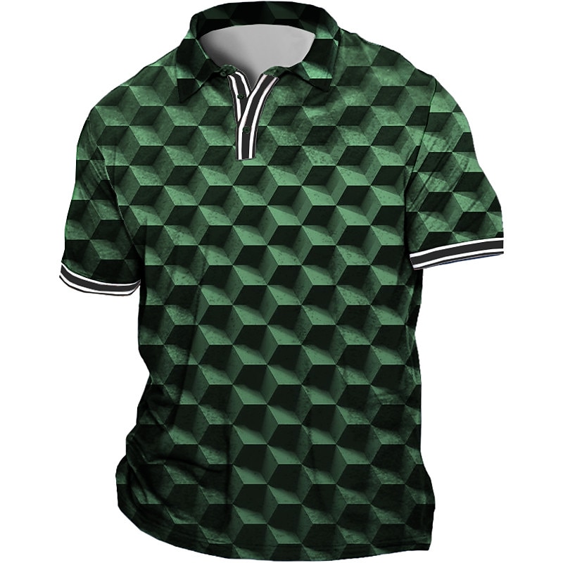 Men's Plus Size Polo Shirt Big and Tall Optical Illusion Turndown Print Short Sleeve Spring & Summer Sports Fashion Streetwear Designer Outdoor Street Tops3