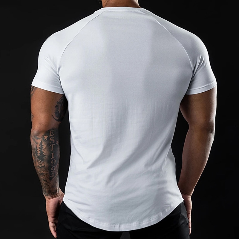 Men's T Shirt Moisture Wicking Shirts Short Sleeves Crew Neck Summer Plain Stylish Classic Casual / Sporty Vacation Daily Going out Black Top Tee for Men2