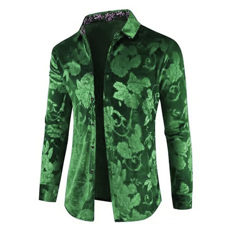 Men's Floral Shirt Long Sleeve Fashion Designer Casual Outdoor Casual Holiday Fall & Winter Turndown Print Button-Down Red Navy Blue Blue Purple Green3
