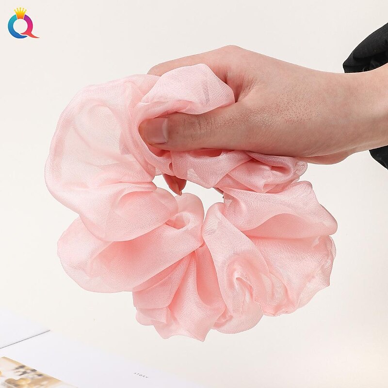 Chiffon Hair Rope Hair Ring Love Heart Printing Satin Fabric Covered Scrunchy Elastic Hair Bands Top Knots Ponytail Holder Accessories for Women4