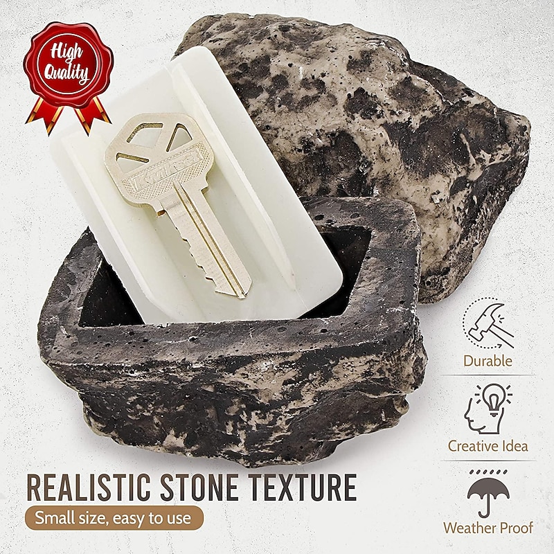 Fake Stone Key Hider, Decorative Stone Shaped Spare Key Case, Never Get Locked Out Again, Outdoor Furniture Supplies3