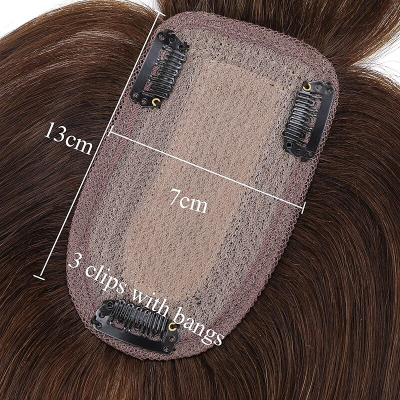 Choices 120% Density Silk Base Top Hairpiece 100% Human Hair Extensions Clip In On Hair Topper For Women Hand-made Top Hair Piece Middle Part With Thinning Hair Loss Hair #4 Medium Brown 6'' 27g2
