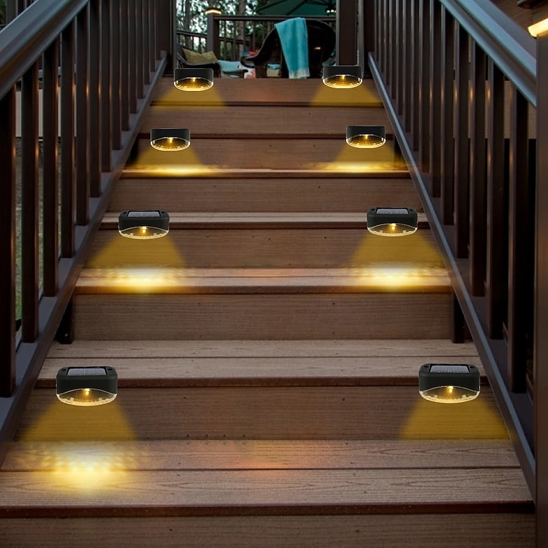 4/8pcs Solar Step Lights 5LED Outdoor Waterproof Garden Deck Lights Solar Fence Lights Garden Fence Yard Decoration Lighting Solar Deck Lights2