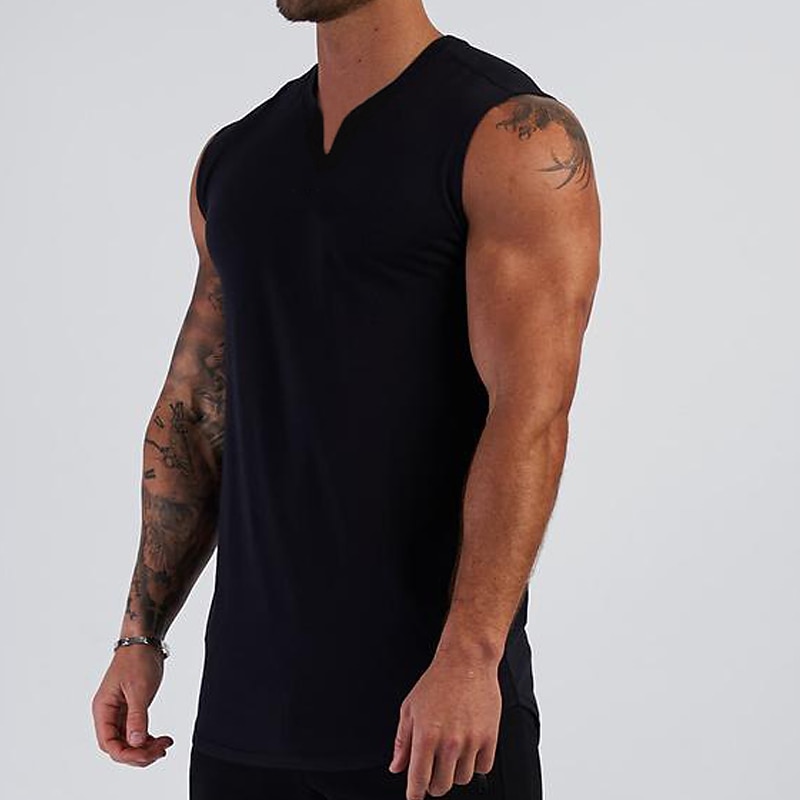 Men's Tank Top Vest Top Undershirt Sleeveless V Neck Summer Plain Fashion Muscle Workout Vacation Sport Daily Black White Wine Top Tee for Men4