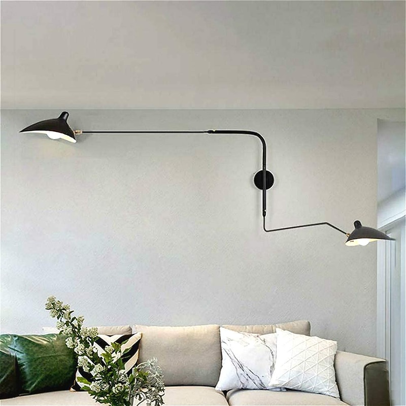 Simple Style Swing Wall Lamp with Dome Lampshade 1-2 Light Black Wall Lamp Suitable for Corridor Entrance Bedroom Dining Room E26/E27 Bulb4