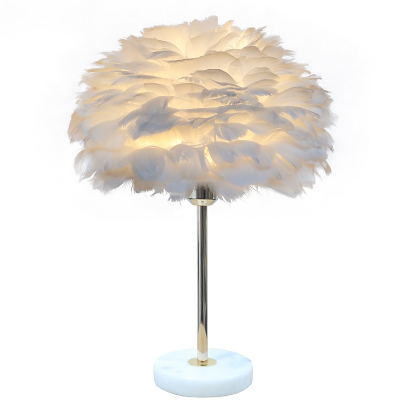 Feather Lamp Northern European Light Luxury Feather Table Lamp Marble American Creative Princess Bedroom Bedside Lamp4
