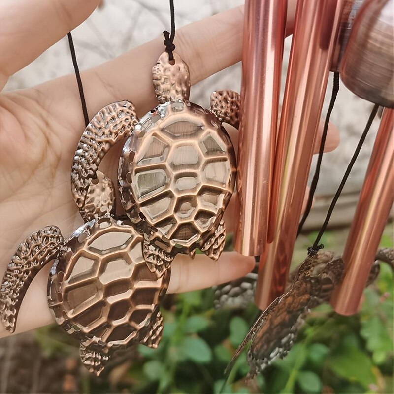 1pc Vintage Metal Turtle Iron Wind Chime, Outdoor Courtyard Music Decorations, Festival Gifts For Family2
