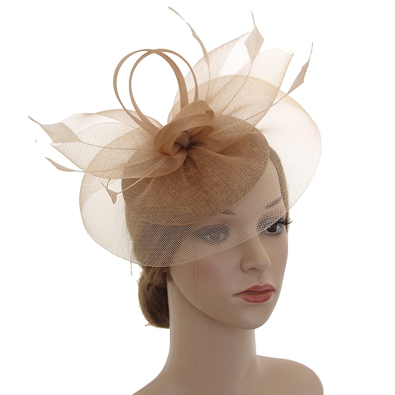 Fascinators Kentucky Derby Hat Headwear Organza Polyester / Polyamide Fedora Hat Floppy Hat Veil Hat Tea Party Horse Race Ladies Day Vintage Style Vintage Elegant With Feather Appliques4