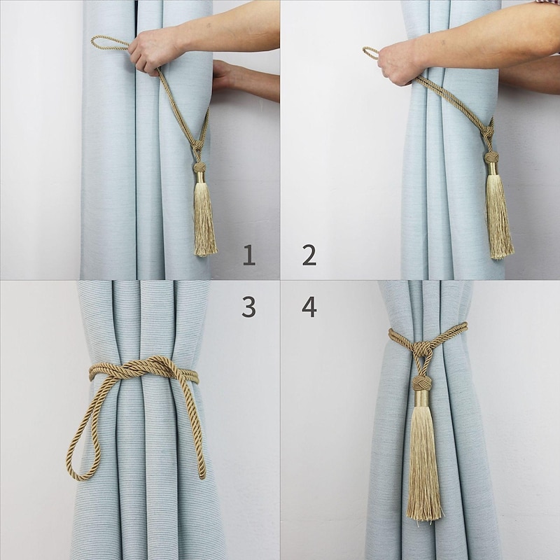 Rope Curtain Tassel Tie Backs Curtain Fringe Tiebacks Holdbacks Window Drapes Curtain Strap Buckle Holder Window Decorative Accessories3