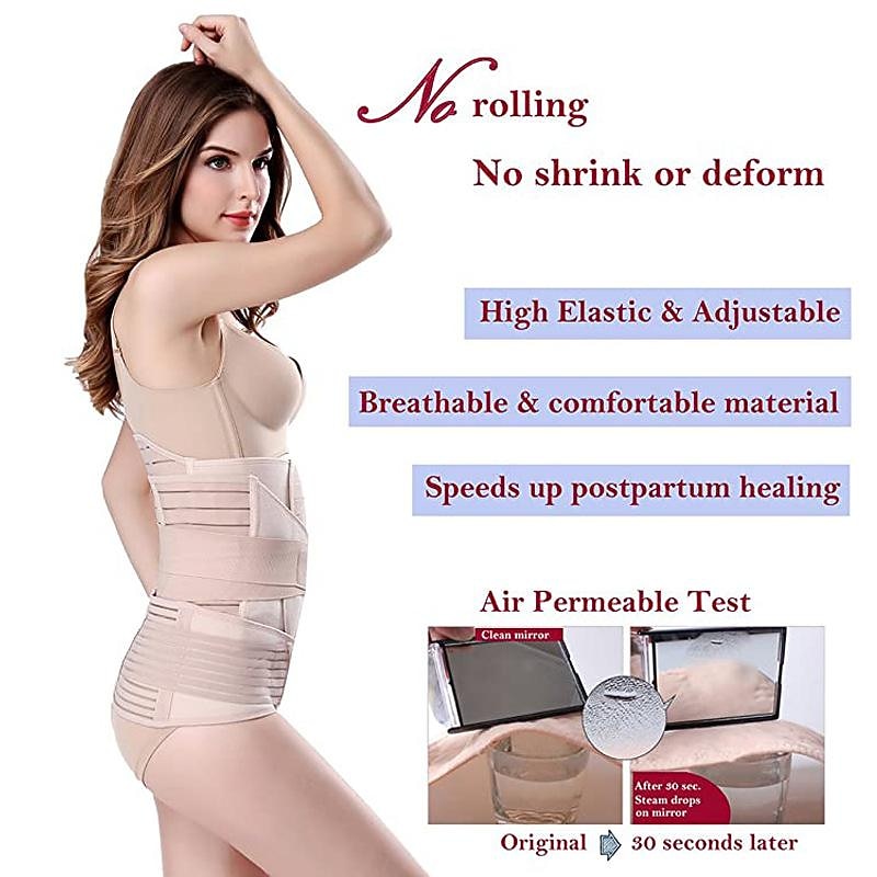 1PC 3 in 1 Postpartum Support - Recovery Belly/waist/pelvis Belt Shapewear Slimming Girdle Beige3