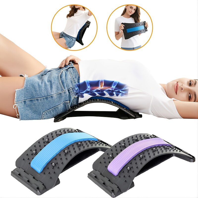 Back Stretcher for Pain Relief, Spine Deck with 3 Adjustable Settings, Back Cracker Device, Upper & Lower Back Pain Relief Stretcher for Spinal Decompression, ​Spine Aligner with Massager