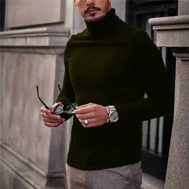 Men's T Shirt Long Sleeve Shirt Long Sleeve Turtleneck Summer Fashion Designer Casual Knitting Sports Daily Wear Going out Black White Orange Top Tee for Men4