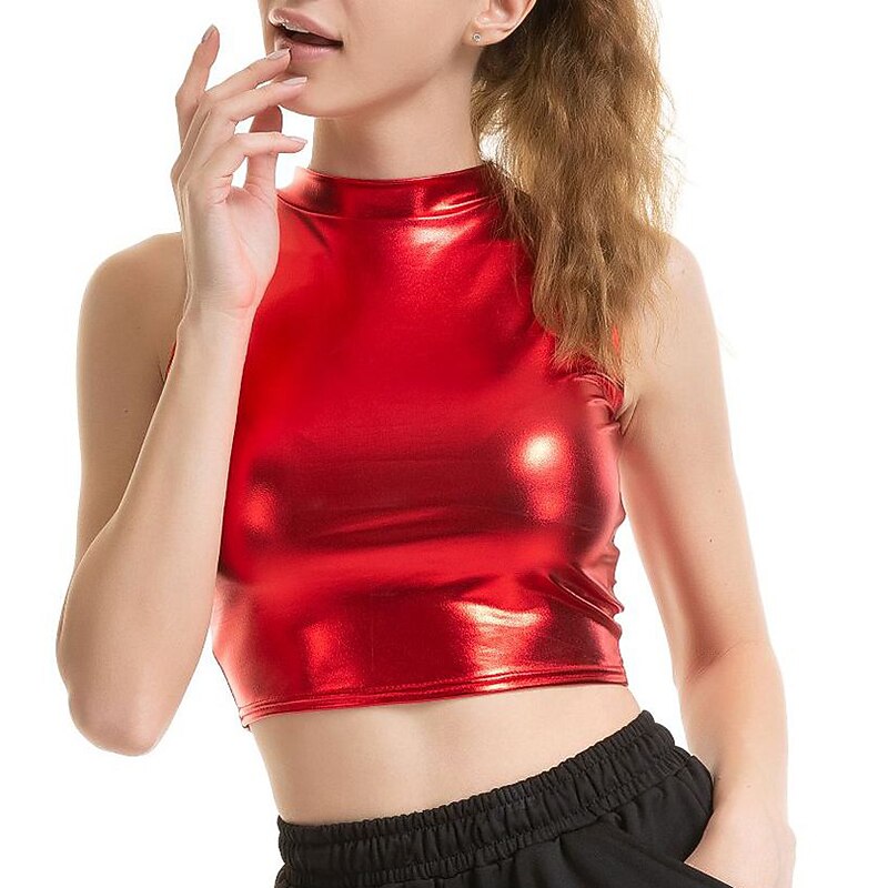 Disco Ballet Dance Costumes Exotic Dancewear Vest Pure Color Women's Performance Training Sleeveless Polyester4