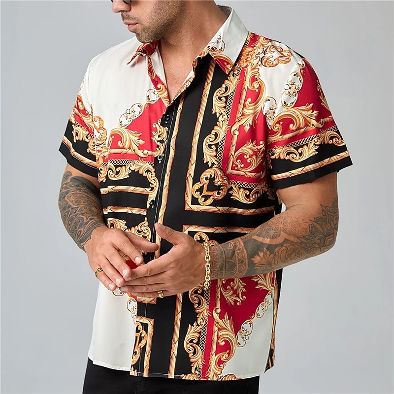 Men's Plus Size Summer Hawaiian Shirt Big and Tall Floral Turndown Print Short Sleeve Spring & Summer Tropical Fashion Hawaiian Outdoor Street Tops3