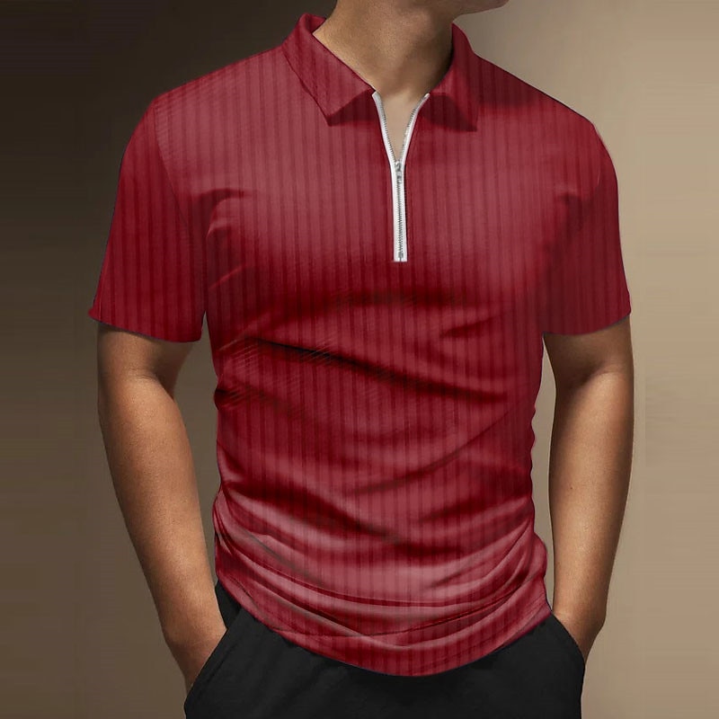 Men's Zip Polo Polo Shirt Outdoor Street Turndown Short Sleeves Fashion Designer Striped Graphic Prints Zipper Print Summer Spring Regular Fit Black White Wine Army Green Red Navy Blue Zip Polo2