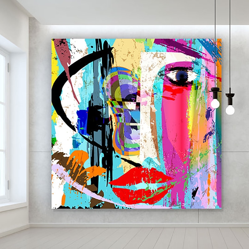Handmade Oil Painting Canvas Wall Art Decoration Nordic Fashion Graffiti Art Color Figures for Home Decor Rolled Frameless Unstretched Painting