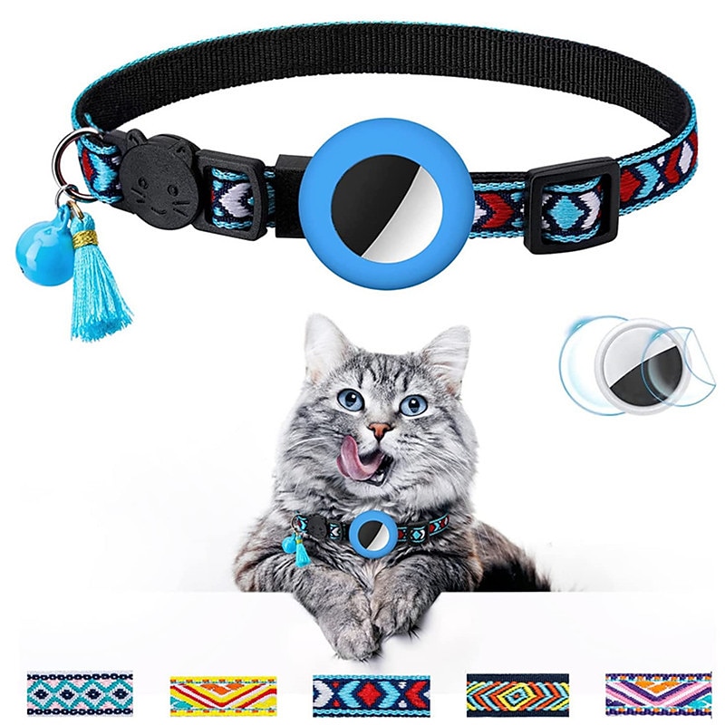 For Airtag Case and Cat Collar Cat Collar Pet Collar for Airtag Color Bell Tassel Collar（no tracker）