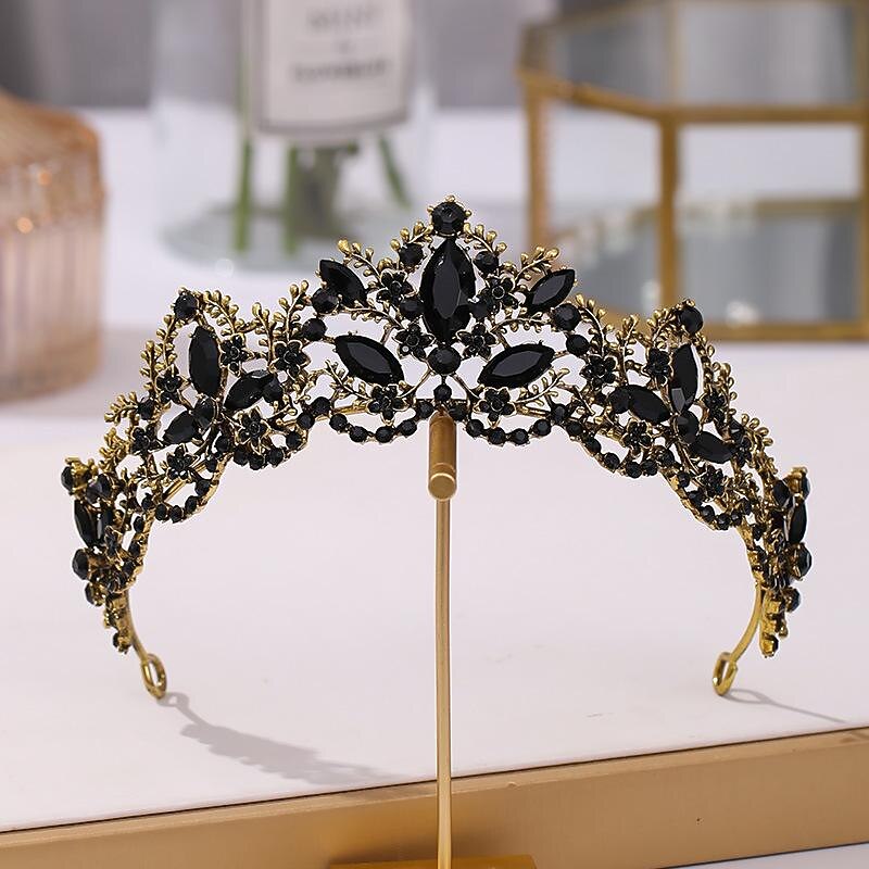 Baroque Crowns for Women Queen Crown Gothic Tiara Crystal Crown for Women Princess Tiara for Girls Vintage Tiara for Wedding Crown for Brides (Black)3