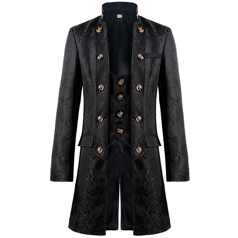 Retro Vintage Punk & Gothic Medieval Coat Masquerade Tailcoat Prince Nobleman Fancy Dress Men's Royal Steampunk Carnival Masquerade Party / Evening Adults' Coat2